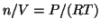 $n/V=P/(RT)$