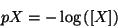 \begin{displaymath}
pX=-\log\Parenthesis{\ConcOf{X}}
\end{displaymath}