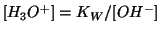 $\ConcOf{{H_3O^{+}}}=K_W/\ConcOf{{OH^-}}$