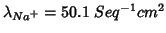 $\lambda_{Na^+}=50.1\;Seq^{-1}cm^2$