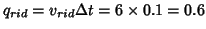 $q_{rid}=v_{rid}\Delta{}t=6\times0.1=0.6$