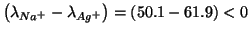 $\left(\lambda_{Na^+}-\lambda_{Ag^+}\right)=\left(50.1-61.9\right)<0$