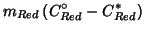 $\displaystyle m_{Red}\left(C^\circ_{Red}-C^*_{Red}\right)$