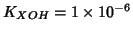 $K_{XOH}=1\times 10^{-6}$