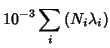 $\displaystyle 10^{-3}\sum_i\left(N_{i}\lambda_{i}\right)$