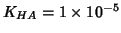 $K_{HA}=1\times 10^{-5}$