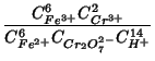 $\displaystyle \frac{C_{Fe^{3+}}^6C_{Cr^{3+}}^2}{C_{Fe^{2+}}^6C_{Cr_2O_7^{2-}}C_{H^+}^{14}}$