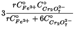 $\displaystyle 3\frac{rC^\circ_{Fe^{2+}}C^\circ_{Cr_2O_7^{2-}}}{rC^\circ_{Fe^{2+}}+6C^\circ_{Cr_2O_7^{2-}}}$